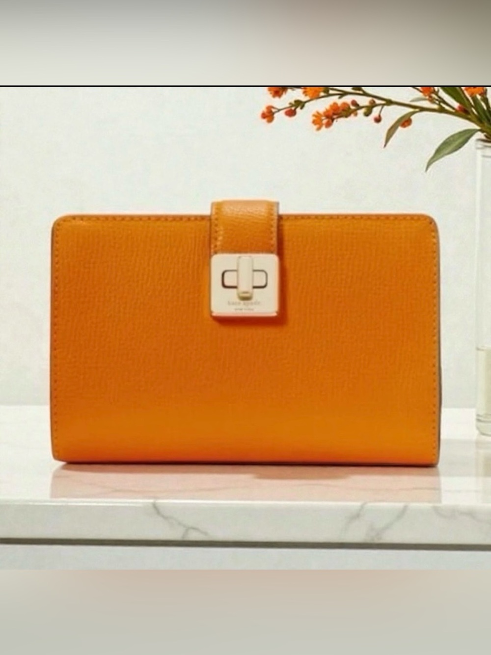 Kate Spade Phoebe Medium Leather Wallet in Tumeric Root Orange